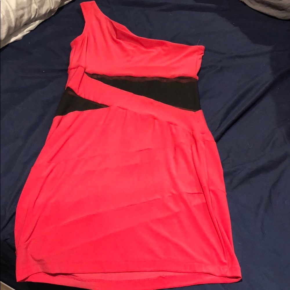 One-Shoulder Pink Fitted Dress